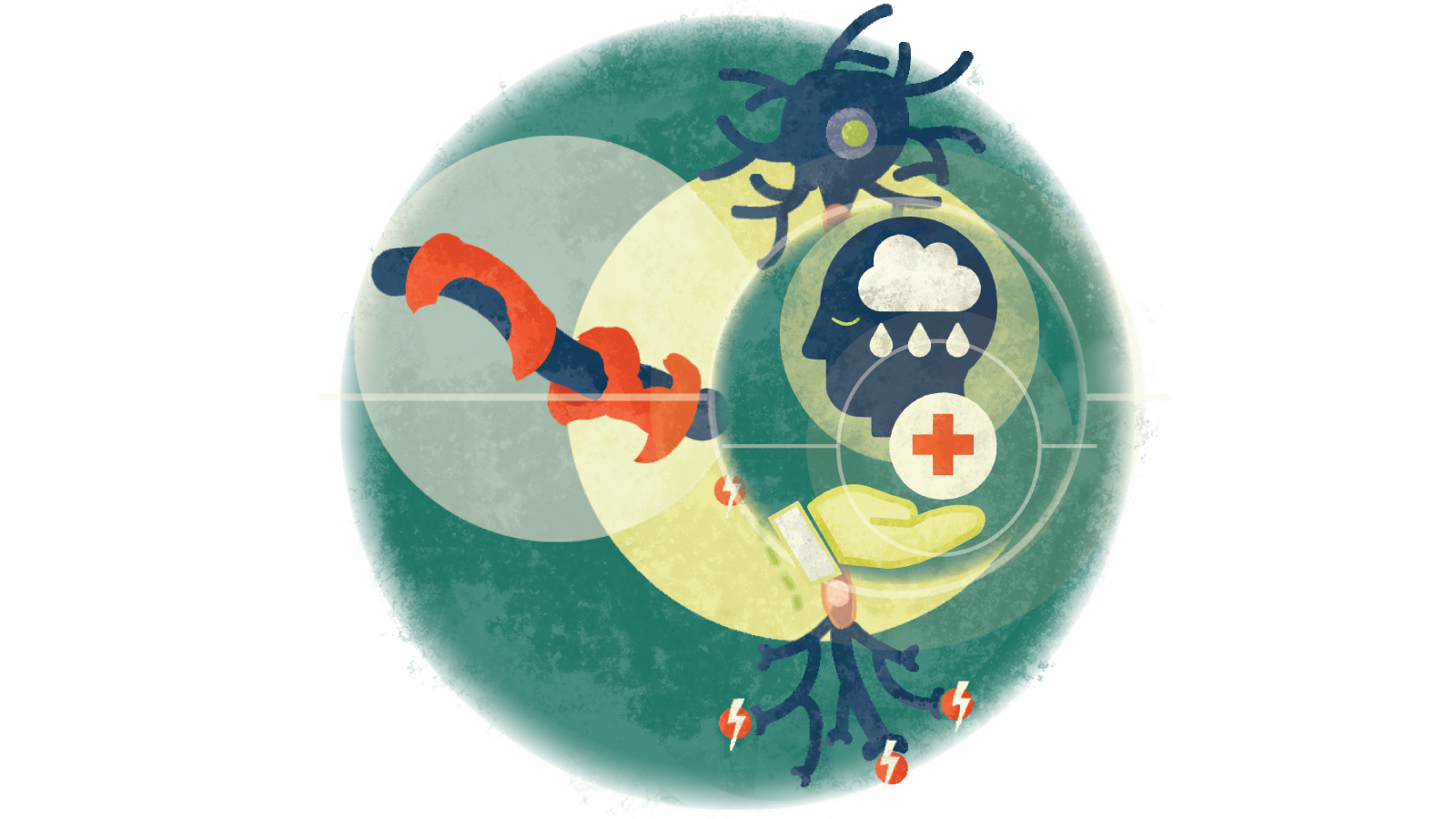 Illustration of ways of managing depression over multiple sclerosis