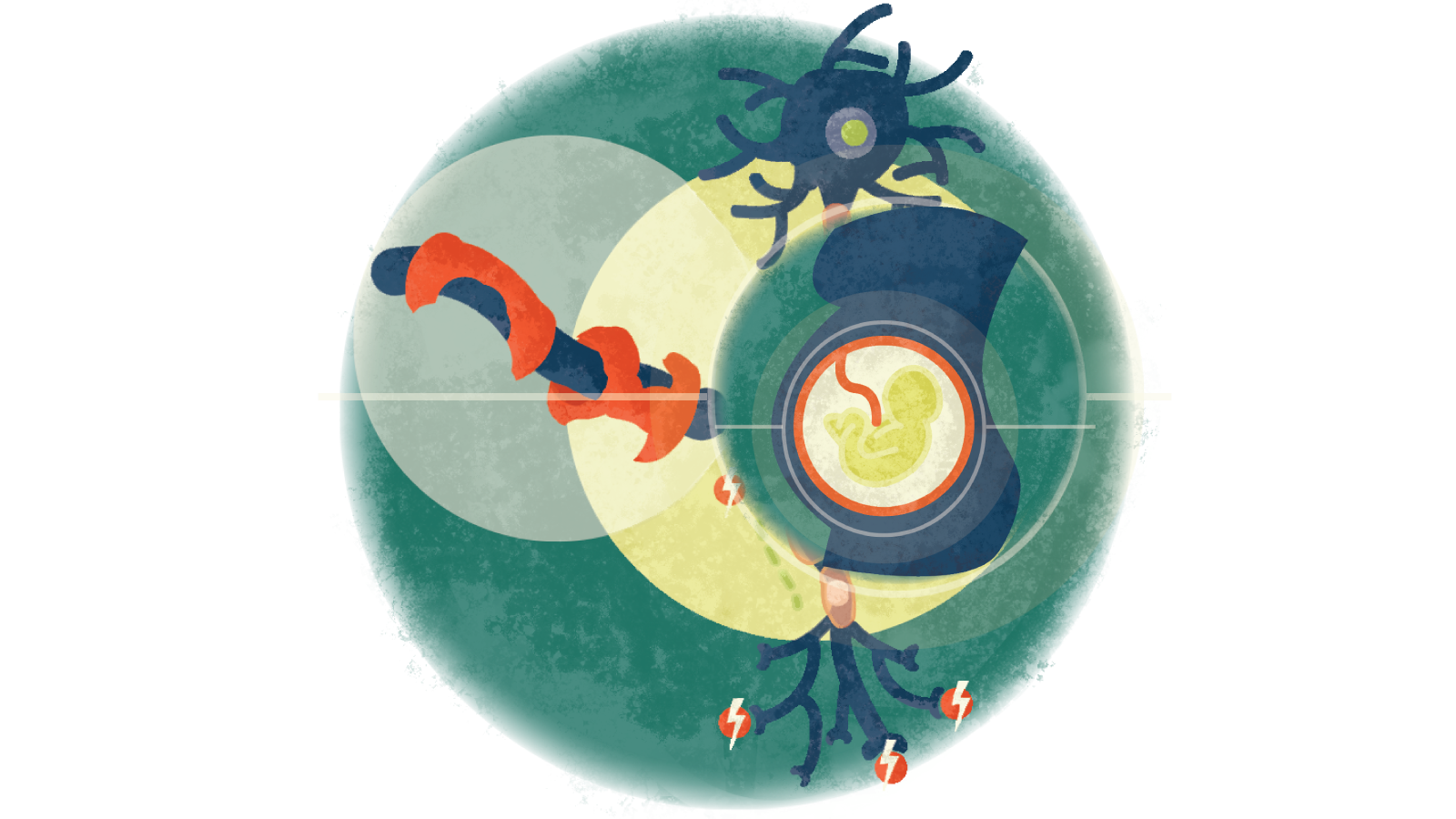 Illustration of a pregnant woman over multiple sclerosis